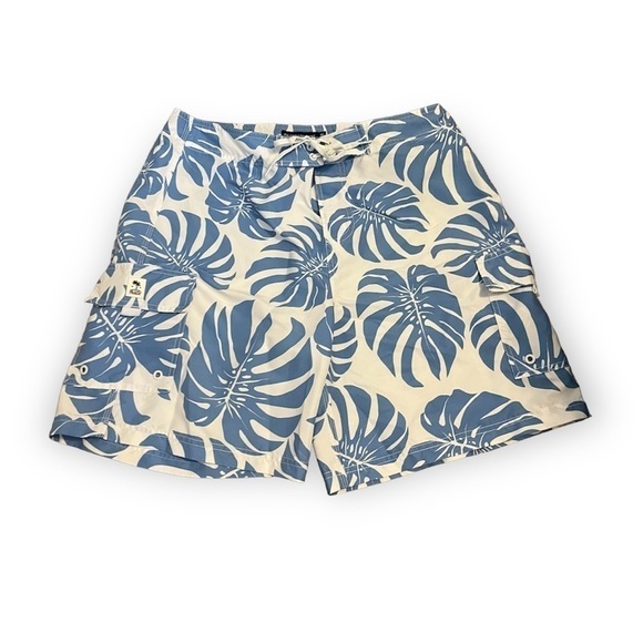Men's Island Company Blue & White Tropical Print Swimsuit - Picture 1 of 8